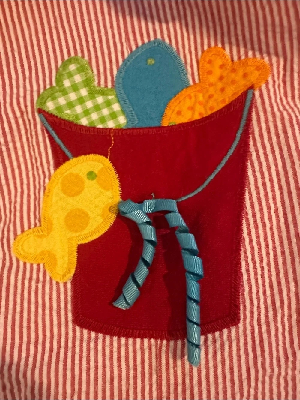 Red Striped Baby Bubble Romper with Beach Bucket Applique